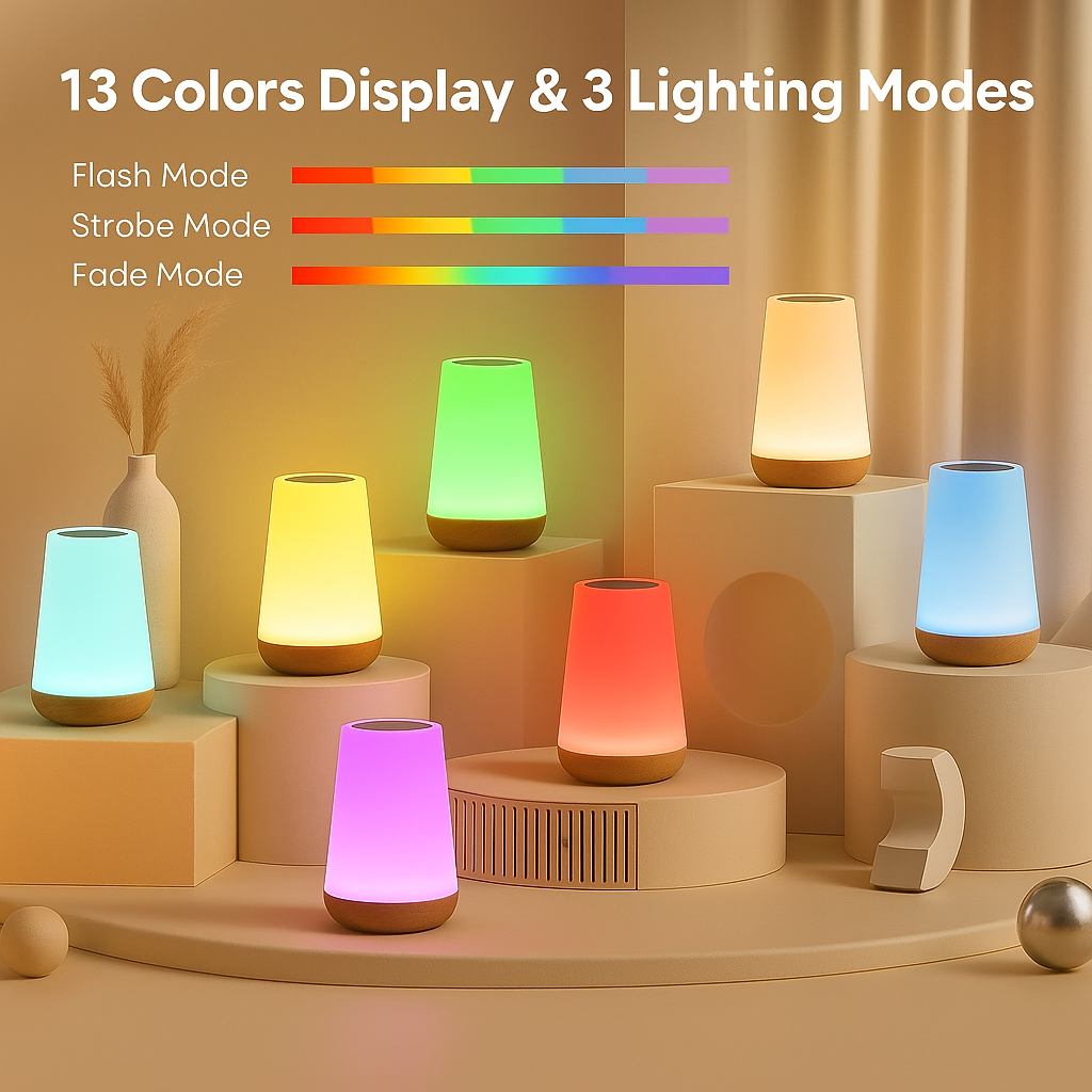 13 Color Changing Night Light – RGB Touch Dimmable LED Lamp