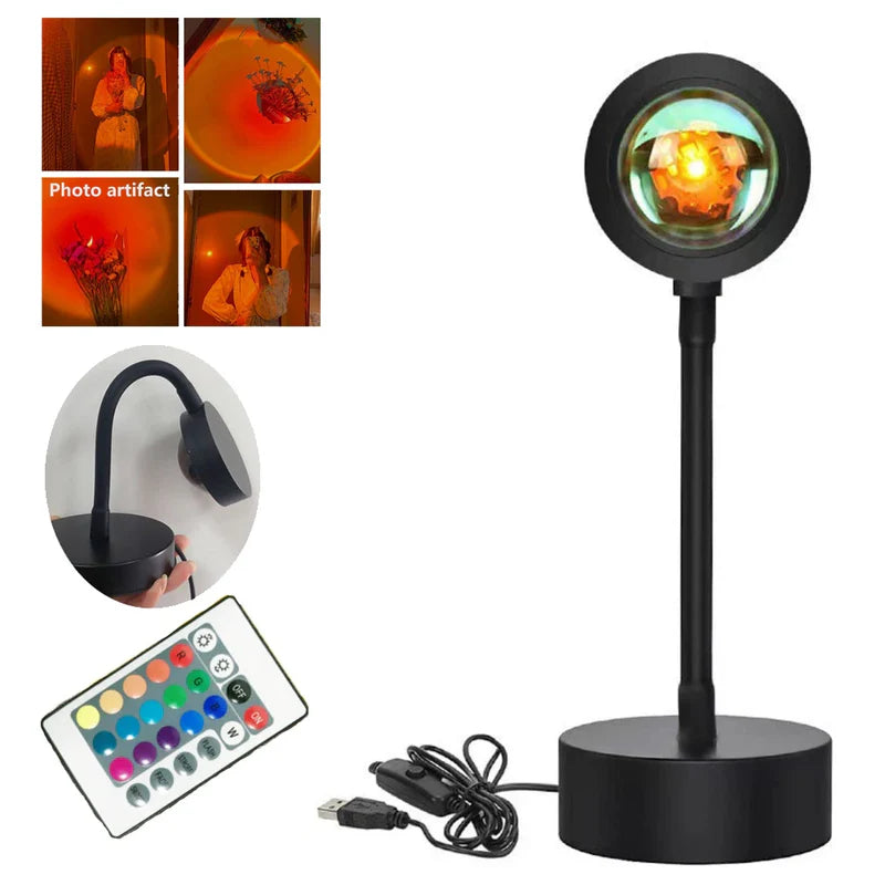 LED Sunset Lamp Projector – 16 Colors with Remote | Mood & Photography Lighting