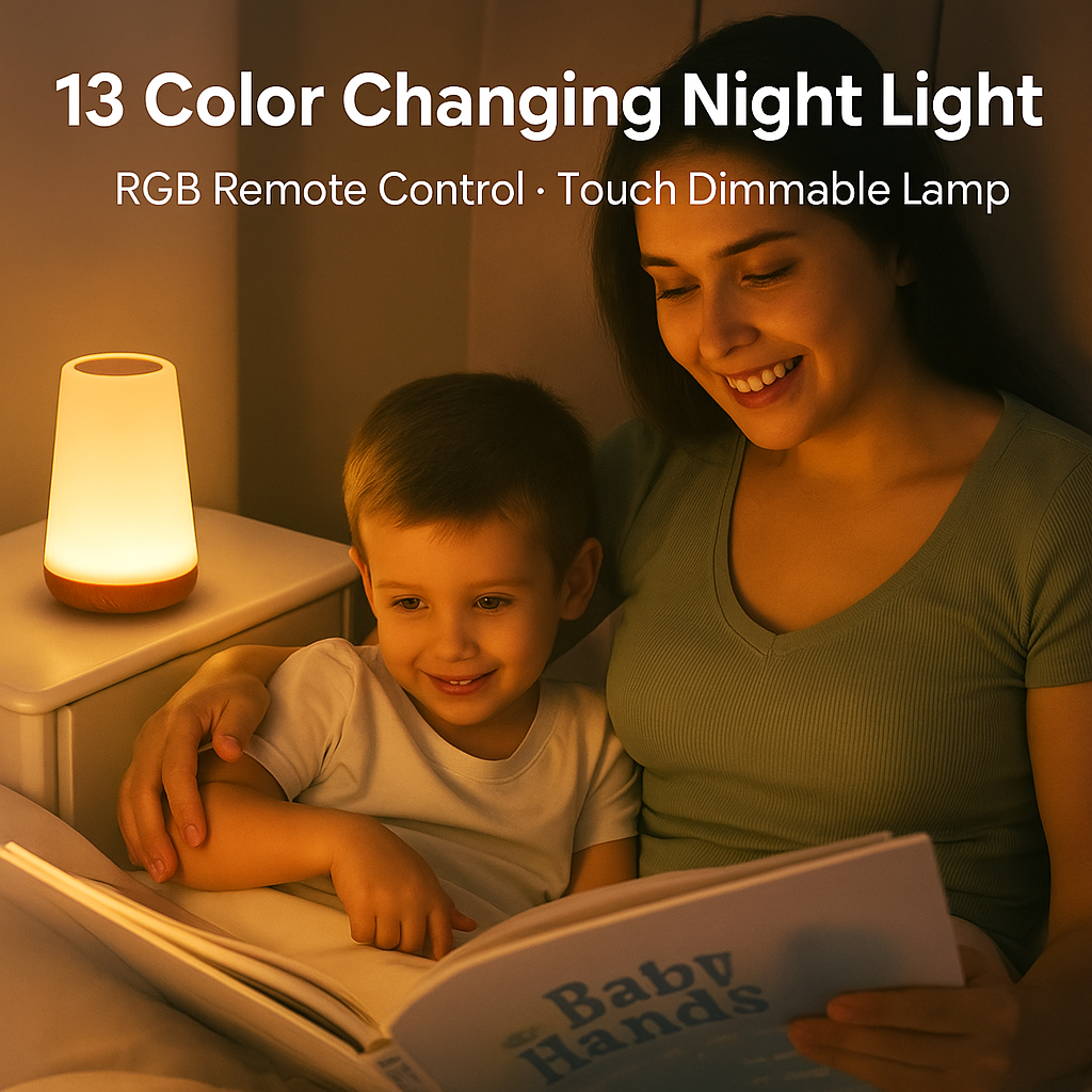 13 Color Changing Night Light – RGB Touch Dimmable LED Lamp